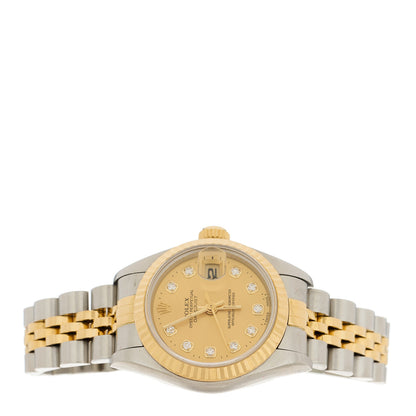 Rolex Stainless Steel 18K Yellow Gold Diamond 26mm Oyster Perpetual Datejust Watch Champagne 69173 2 of 5
