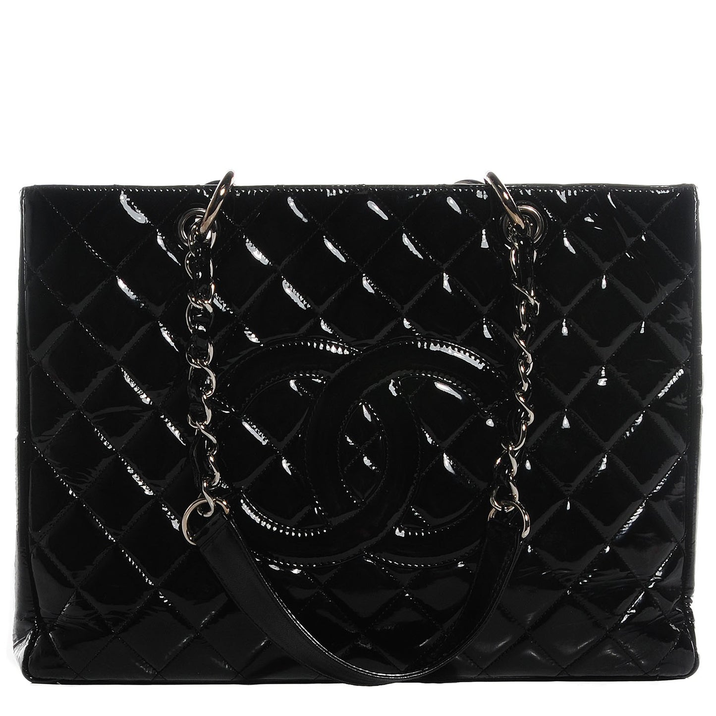 Patent Quilted Grand Shopping Tote GST Black