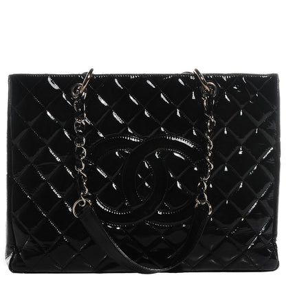 Chanel Patent Quilted Grand Shopping Tote GST Black 1 of 8