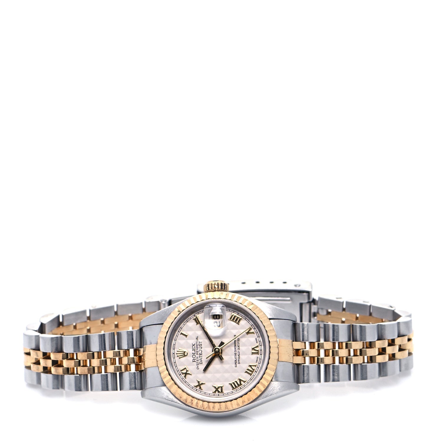 Rolex Stainless Steel 18K Yellow Gold 26mm Oyster Perpetual Datejust Watch White Roman 69173 2 of 5