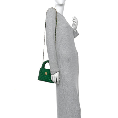 Chanel Shiny Aged Calfskin Quilted Nano Kelly Shopper Green 2 of 10