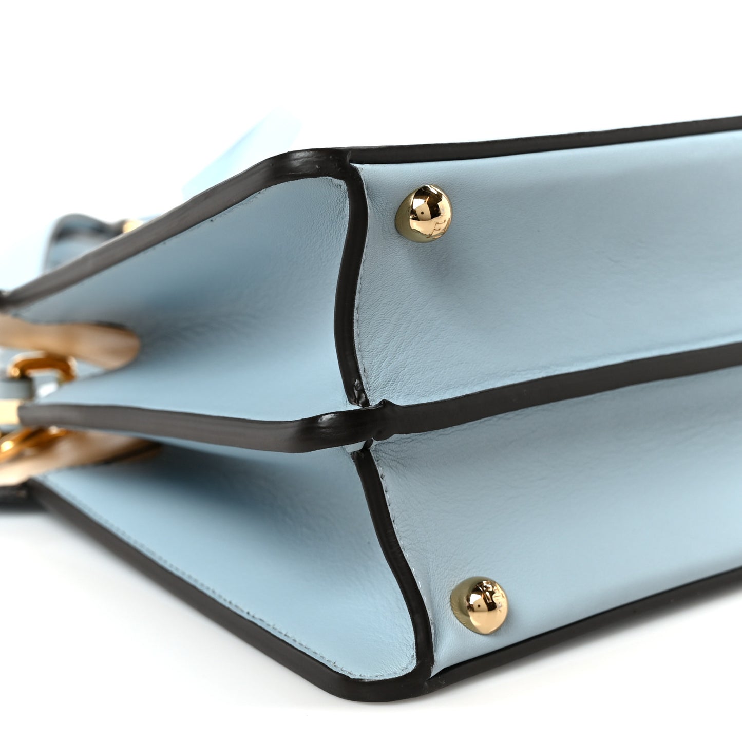 Vitello Seta Shiny Nappa Small Peekaboo I SEE U Satchel Azzurro Baby Camelia