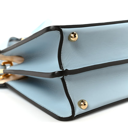 Fendi Vitello Seta Shiny Nappa Small Peekaboo I SEE U Satchel Azzurro Baby Camelia 10 of 11
