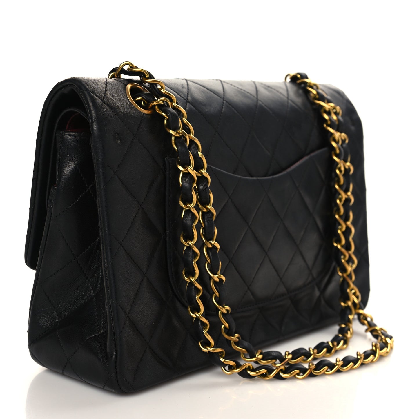 Lambskin Quilted Medium Double Flap Black