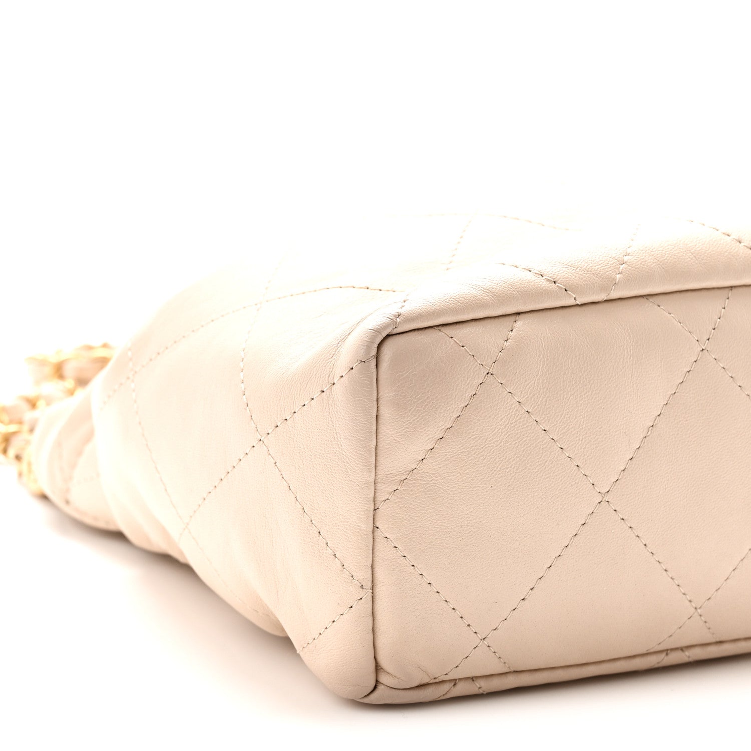 Chanel Lambskin Resin Quilted Small Bucket Bag Beige 9 of 10