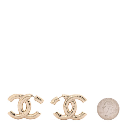 Chanel Metal Large CC Earrings Light Gold 2 of 5