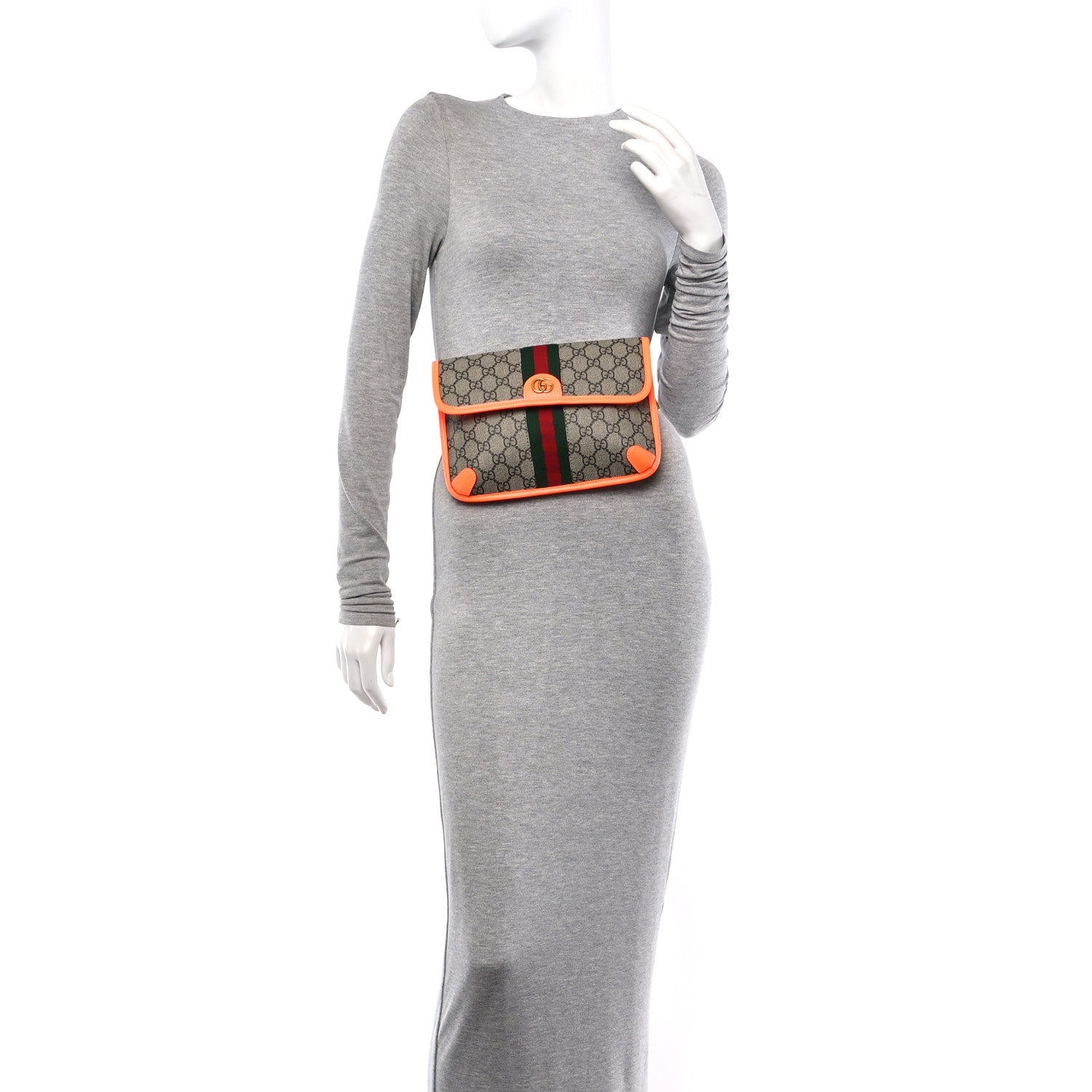 Gucci GG Supreme Monogram Web Small Ophidia Belt Bag Beige Ebony Orange 2 of 10