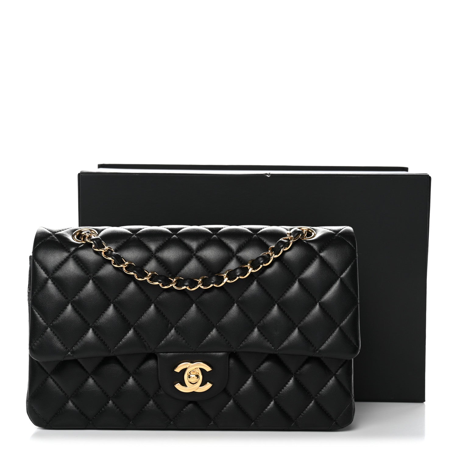 Chanel Lambskin Quilted Medium Double Flap Black 13 of 13