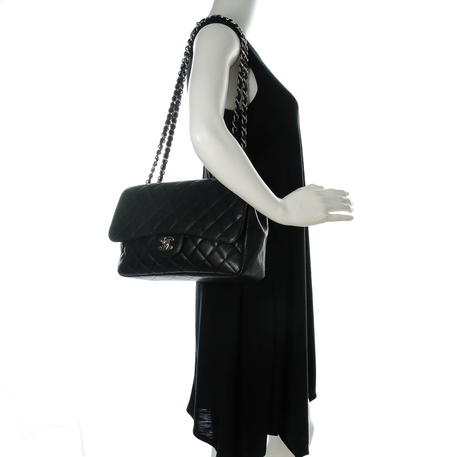 Chanel Caviar Quilted Jumbo Single Flap Black 2 of 8