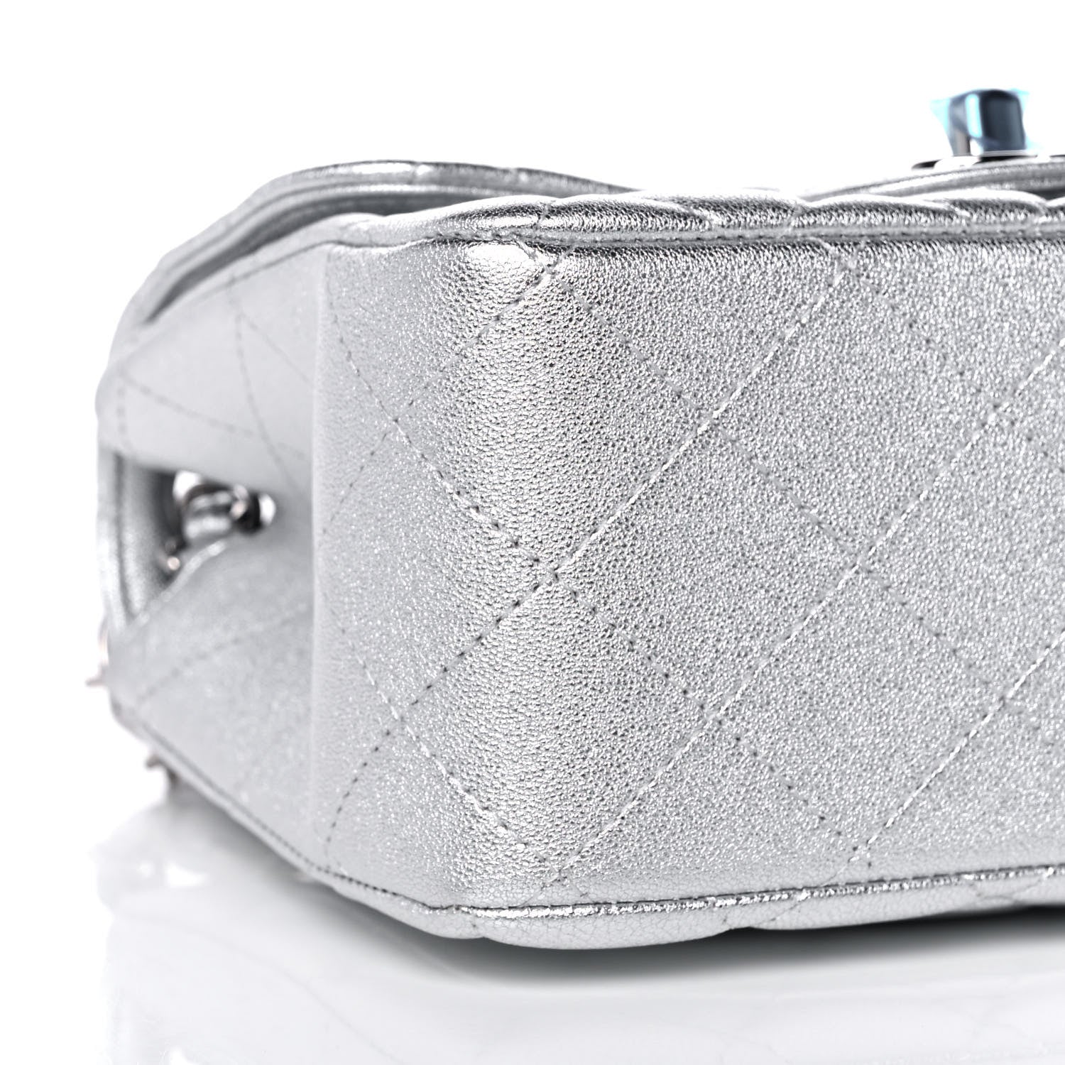Chanel Metallic Lambskin Quilted Mini Square Flap Silver 9 of 10