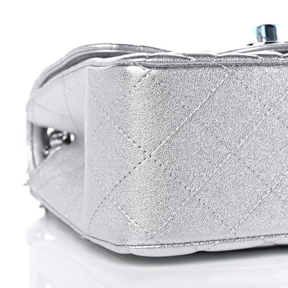 Chanel Metallic Lambskin Quilted Mini Square Flap Silver 9 of 10