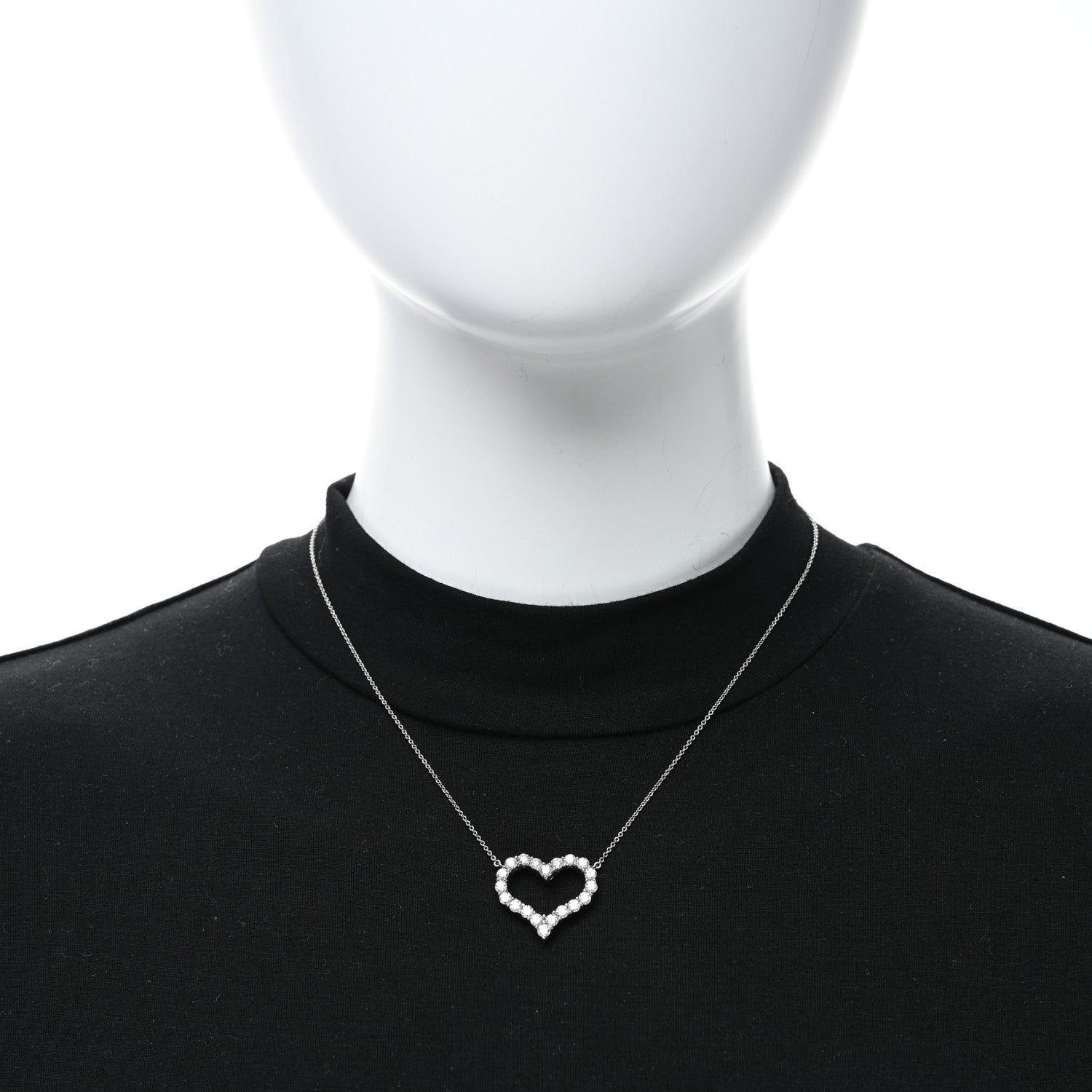 Tiffany Platinum Diamond 1.96ctw Heart Pendant Necklace 3 of 4