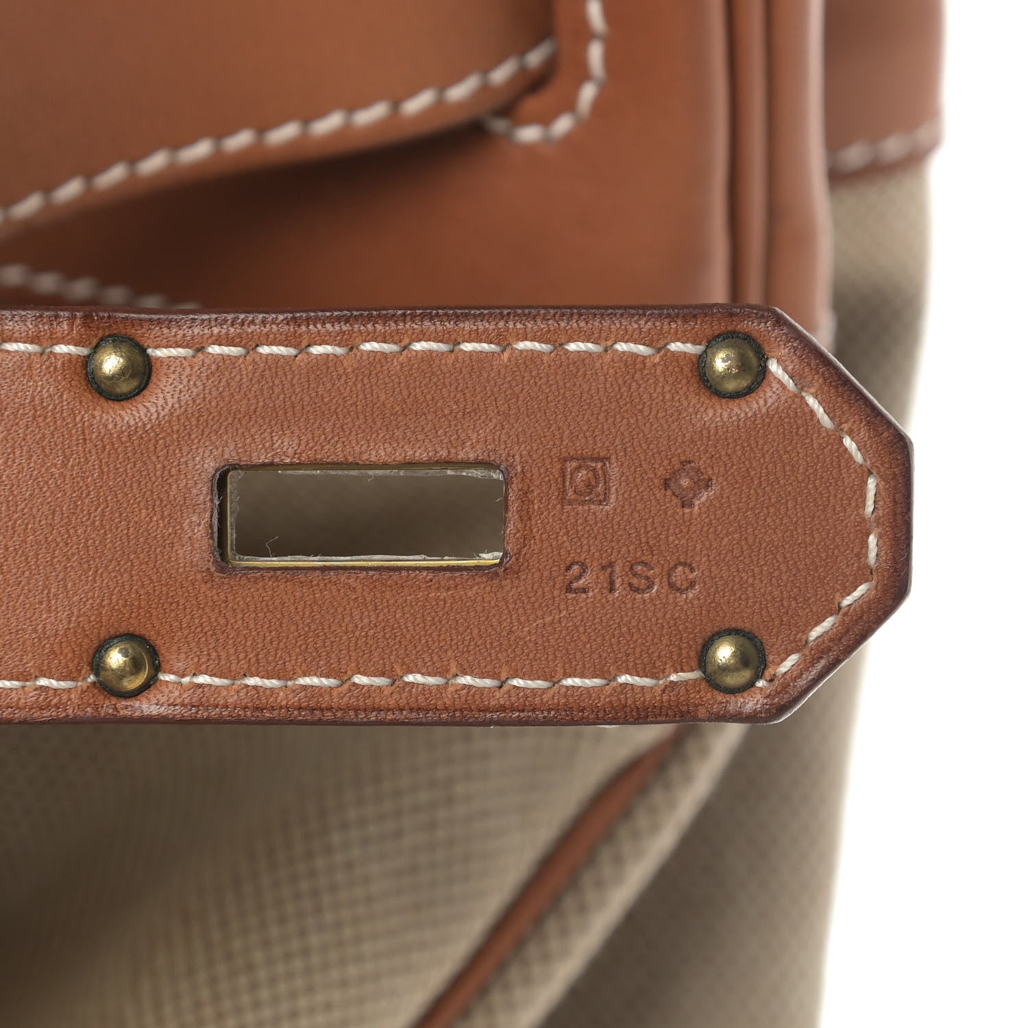 Hermes Toile Natural Barenia Flag HAC Birkin 50 Fauve 8 of 13