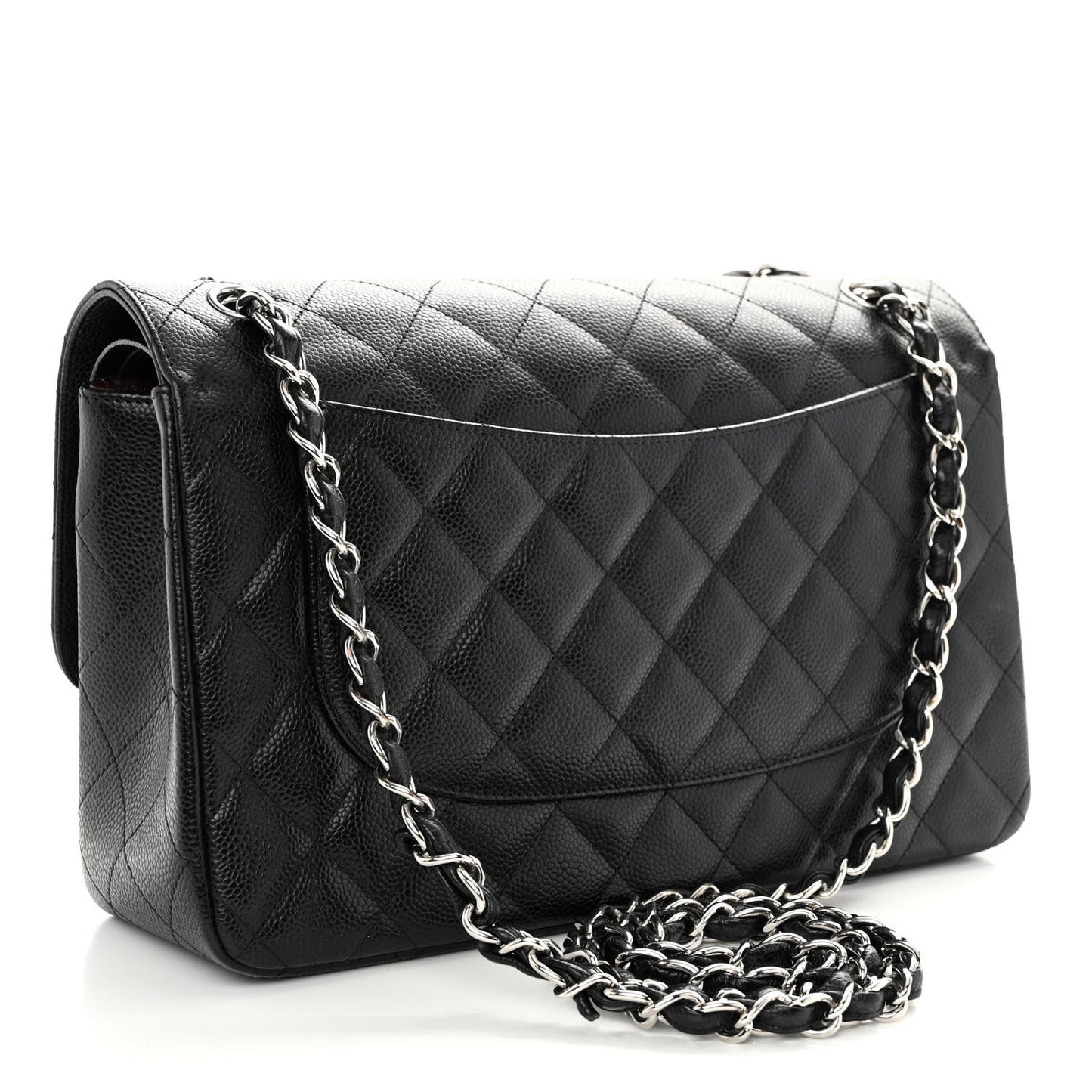 Caviar Quilted Jumbo Double Flap Black