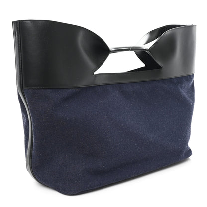 Alexander McQueen Calfskin Denim Large The Bow Bag Blue Black 4 of 10