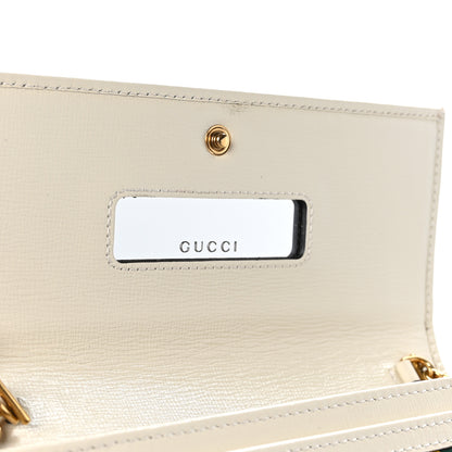 Gucci Azalea Calfskin GG Monogram Bi-Color Debossed Diana Chain Wallet Emerald Stone Topaz Mystic White 8 of 11