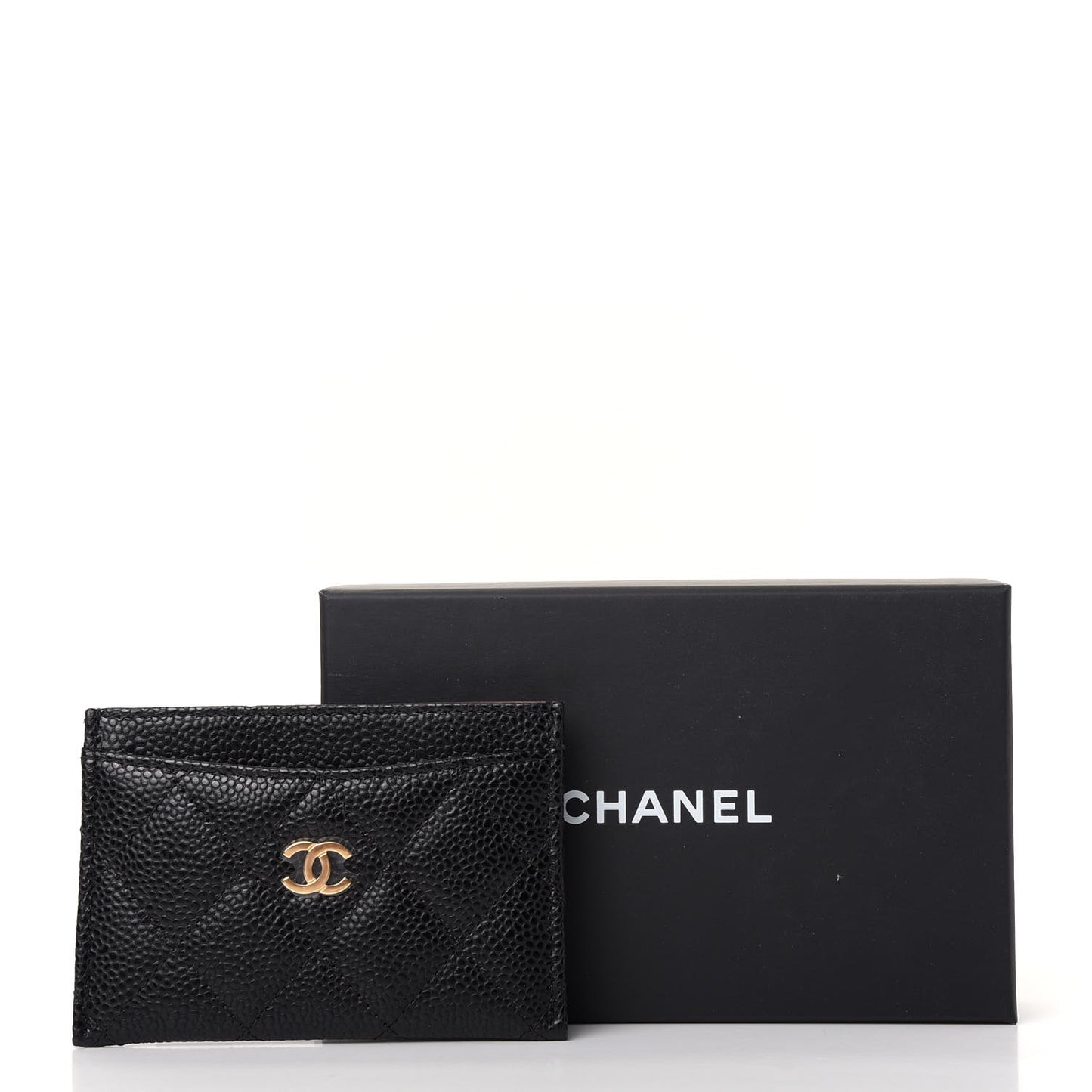 Caviar Quilted Card Holder Black
