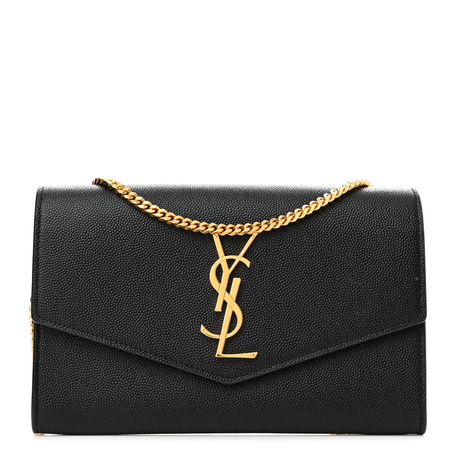 Saint Laurent Grain De Poudre Uptown Chain Wallet Black 1 of 14
