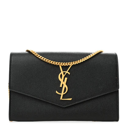 Saint Laurent Grain De Poudre Uptown Chain Wallet Black 1 of 14