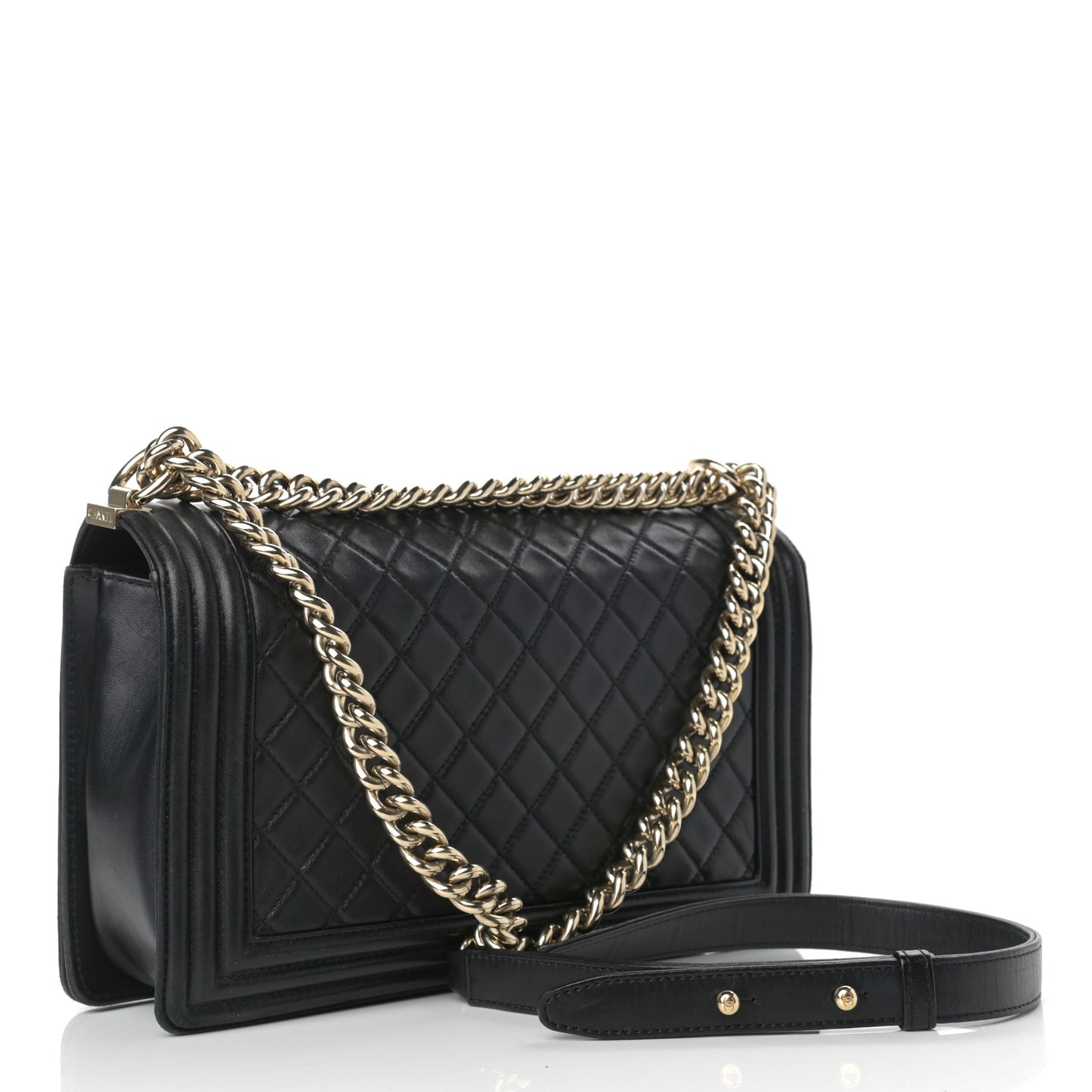 Lambskin Quilted New Medium Boy Flap Black