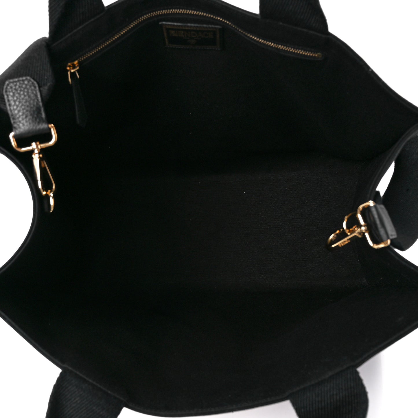 X VERSACE Canvas Fendace Logo Large Shopping Tote Black