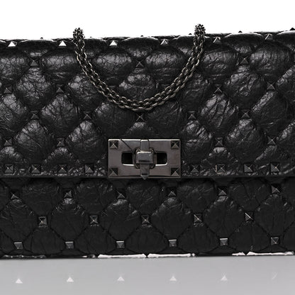 Valentino Garavani Craquele Nappa Rockstud Spike Wallet on Chain Black 7 of 14
