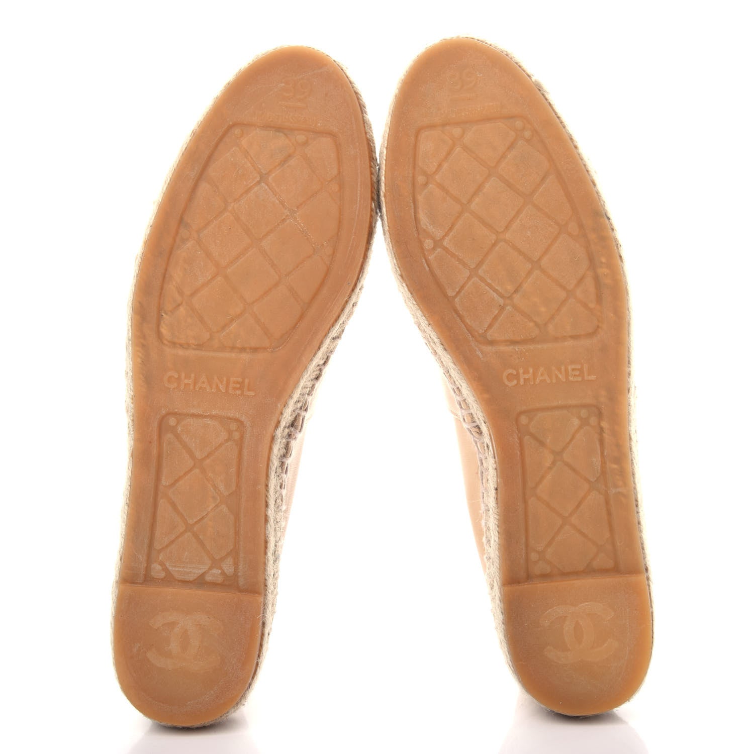Chanel Lambskin CC Espadrilles 39 Beige Black 6 of 11