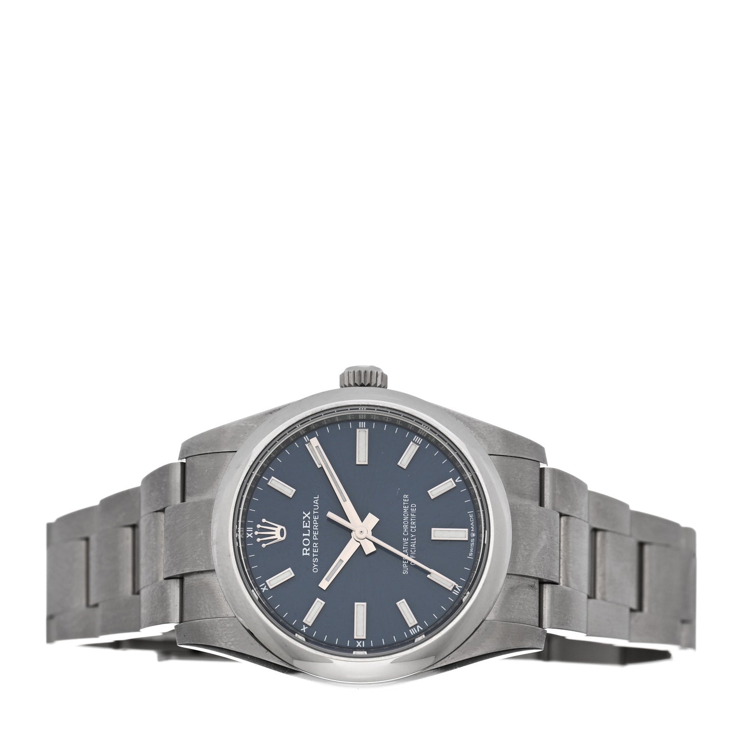 Stainless Steel 34mm Oyster Perpetual Watch Bright Blue