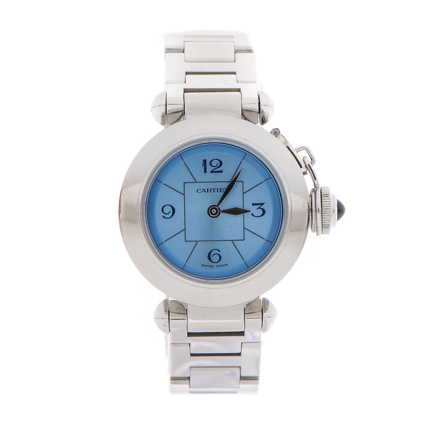 Cartier Stainless Steel 27mm Miss Pasha Quartz Watch Blue 1 of 11