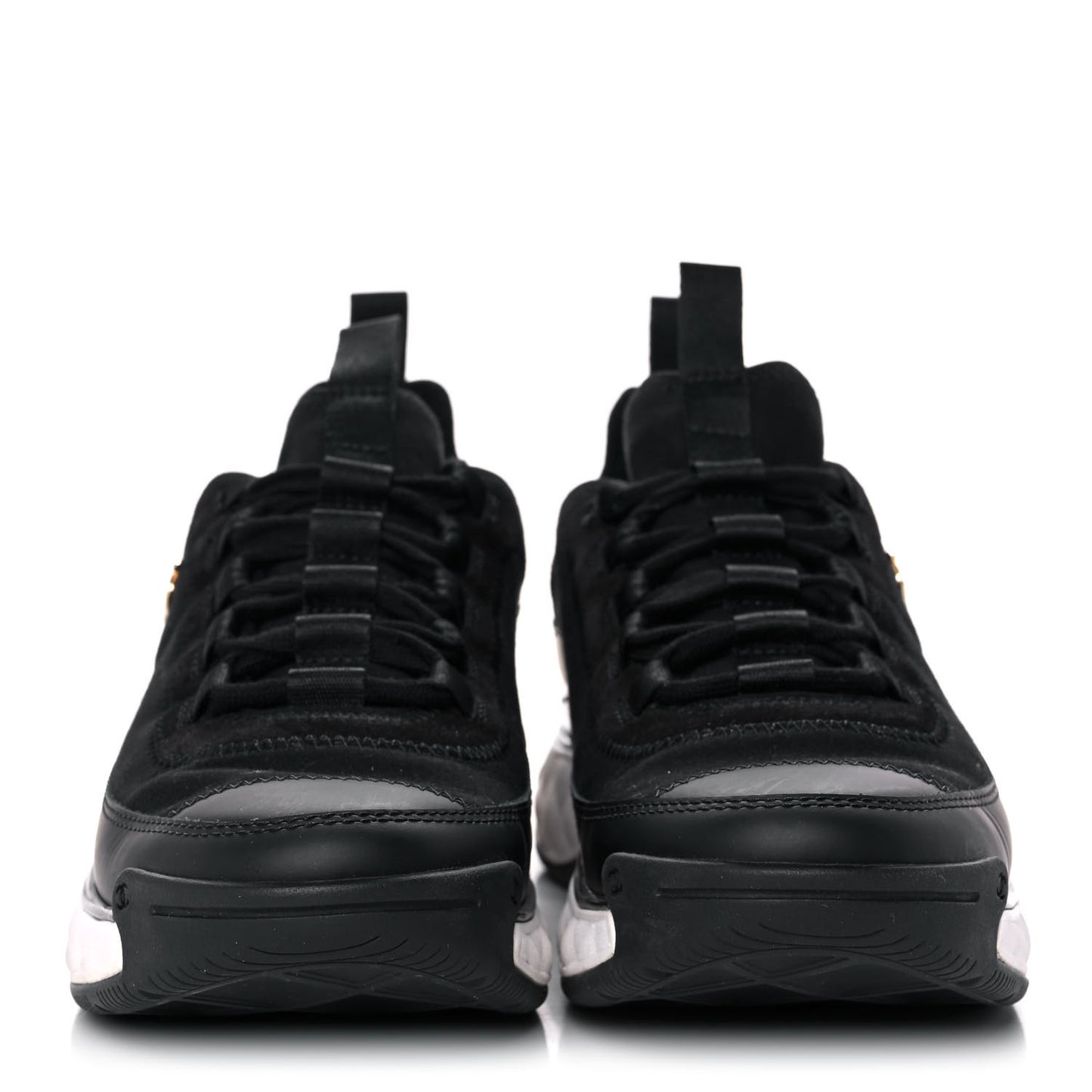 Velvet Calfskin Mixed Fibers CC Sneakers 38 Black