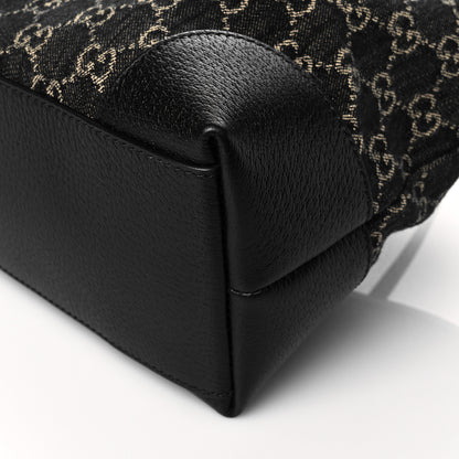Gucci Jacquard Black Denim GG Monogram Medium Ophidia Shopping Tote Black Ivory 10 of 10