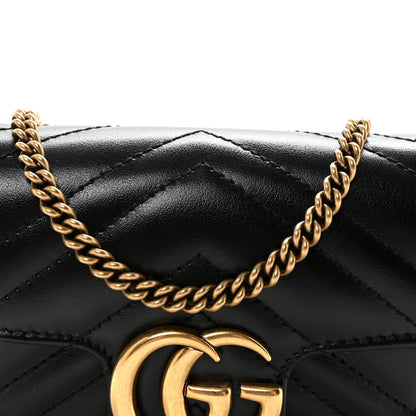 Gucci Calfskin Matelasse Super Mini GG Marmont Shoulder Bag Black 8 of 11