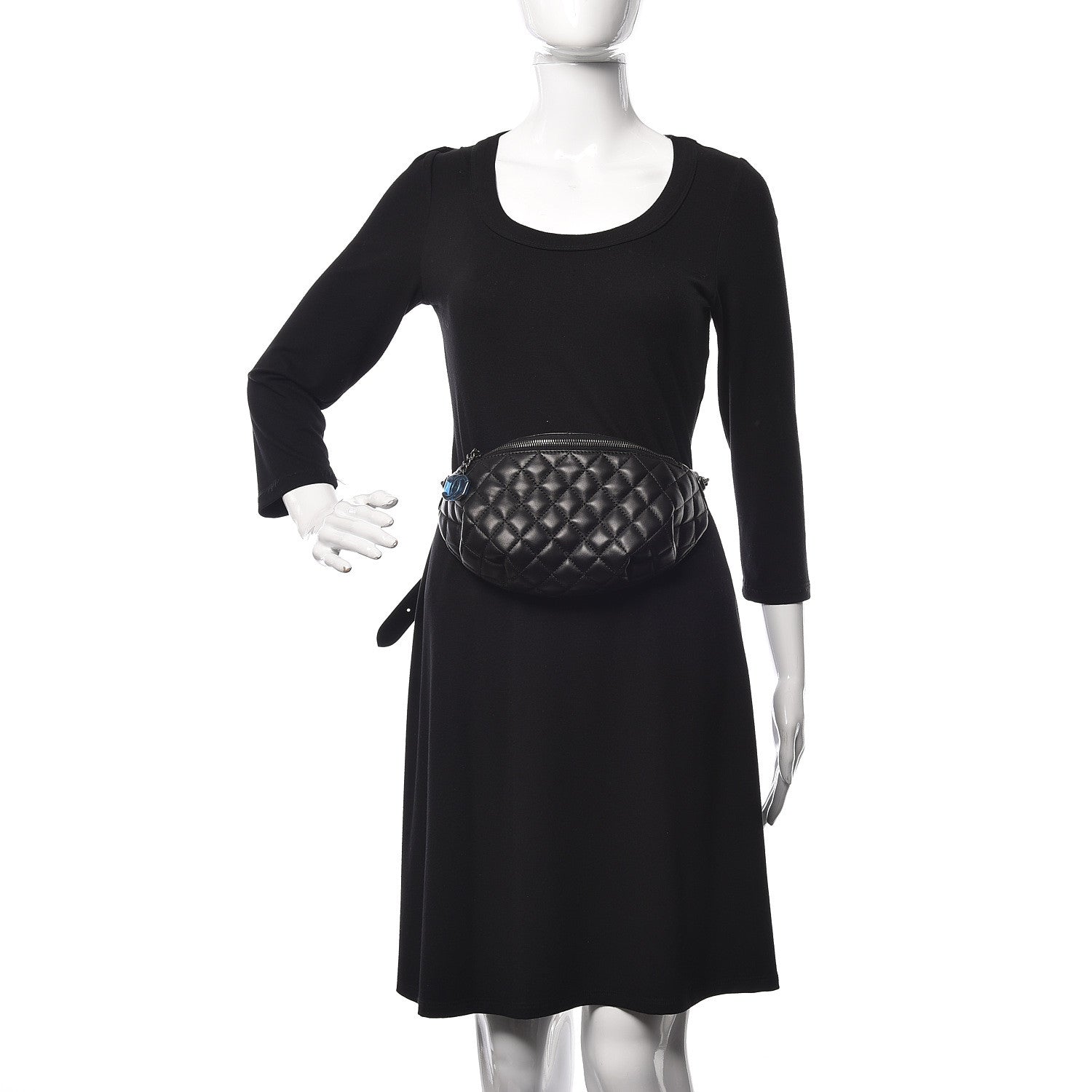 Chanel Lambskin Quilted Banane Waist Bag Fanny Pack Black 3 of 12