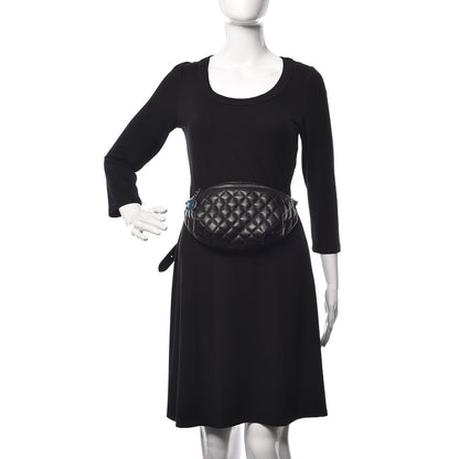 Chanel Lambskin Quilted Banane Waist Bag Fanny Pack Black 3 of 12