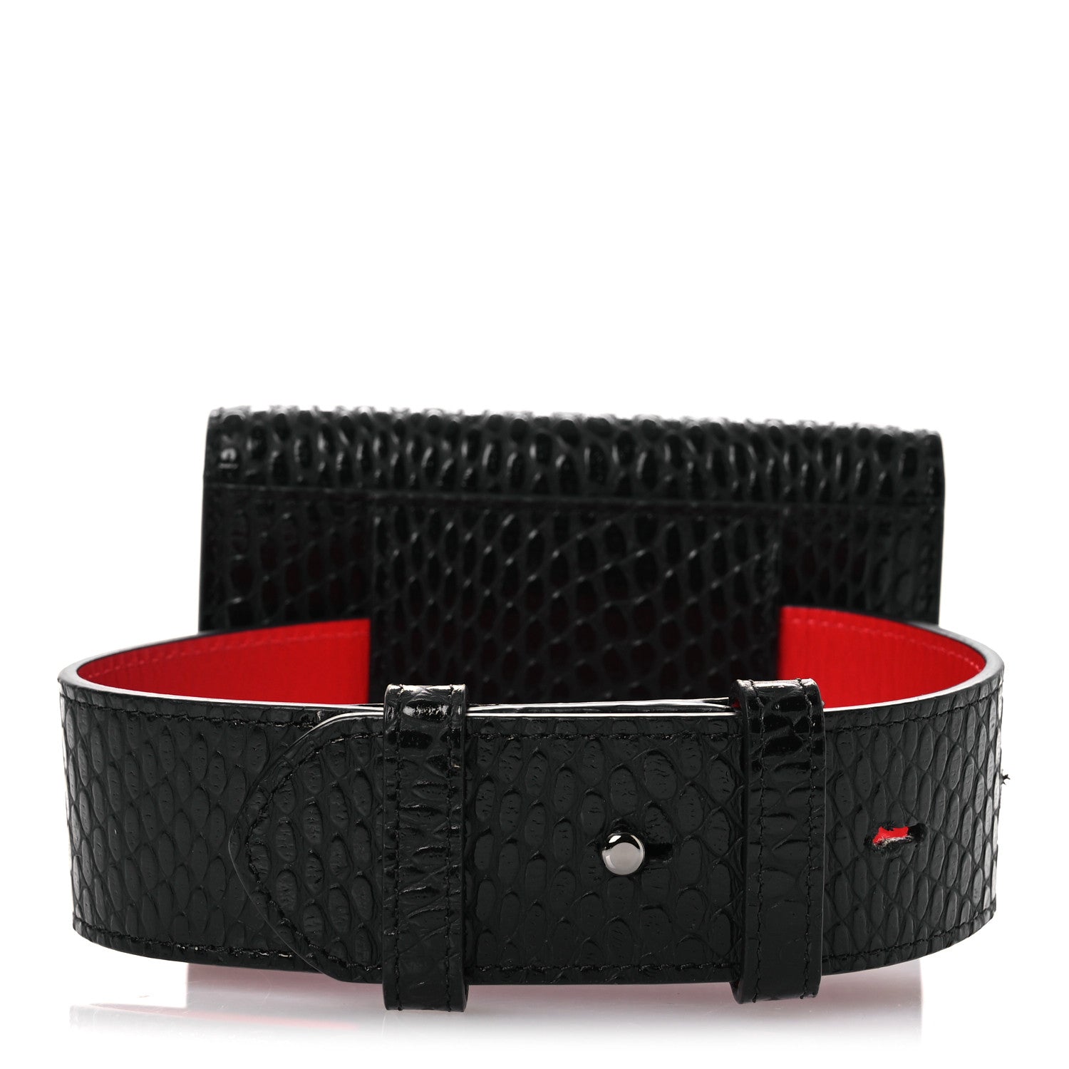Christian Louboutin Calfskin Jurassic Embossed Elisa Ankle Wallet Black 2 of 7