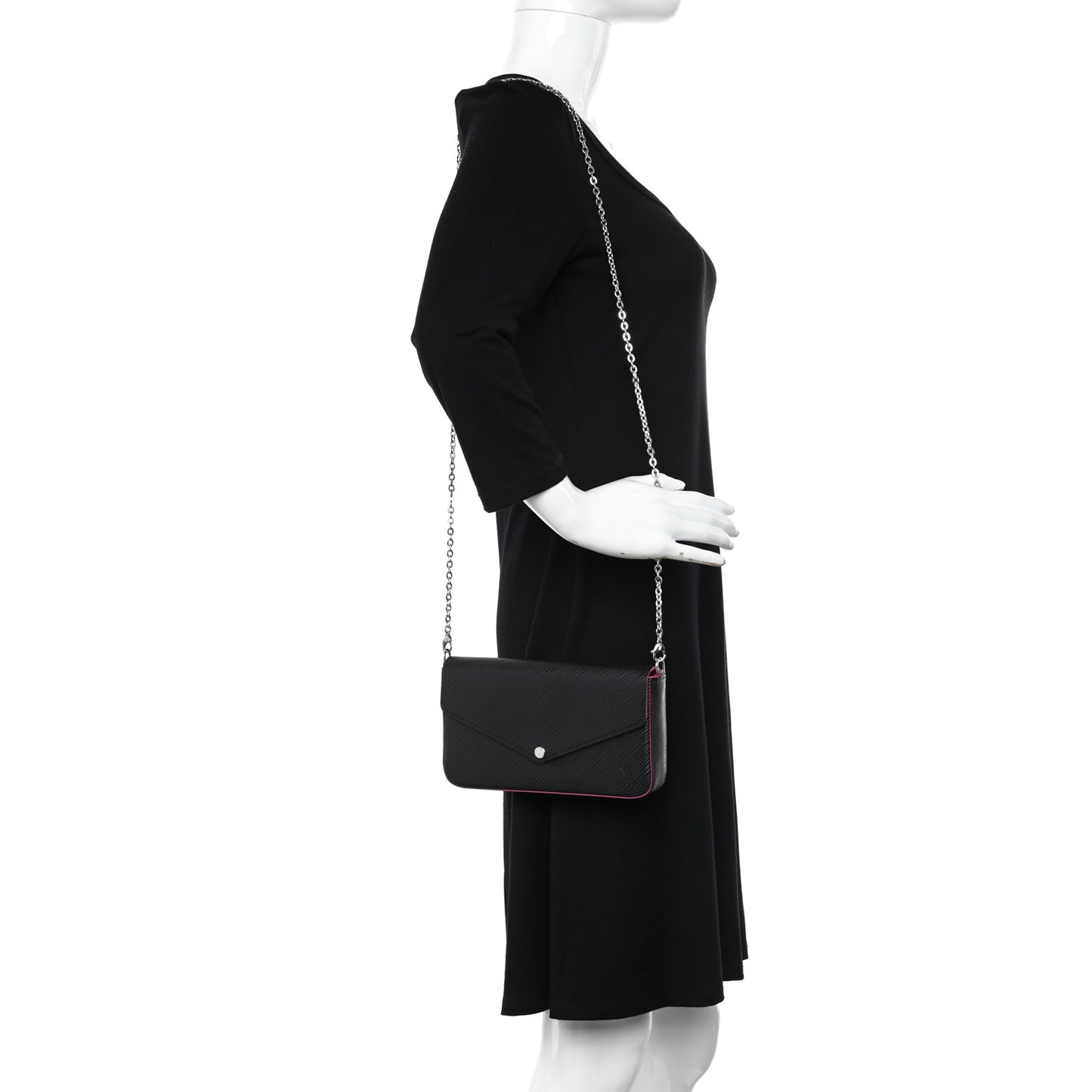 Epi Pochette Felicie Black Hot Pink