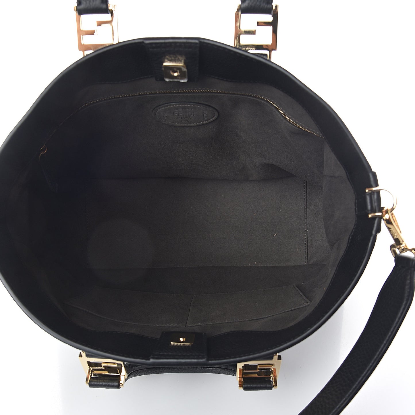 Cuoio Romano Selleria Medium FF Tote Black