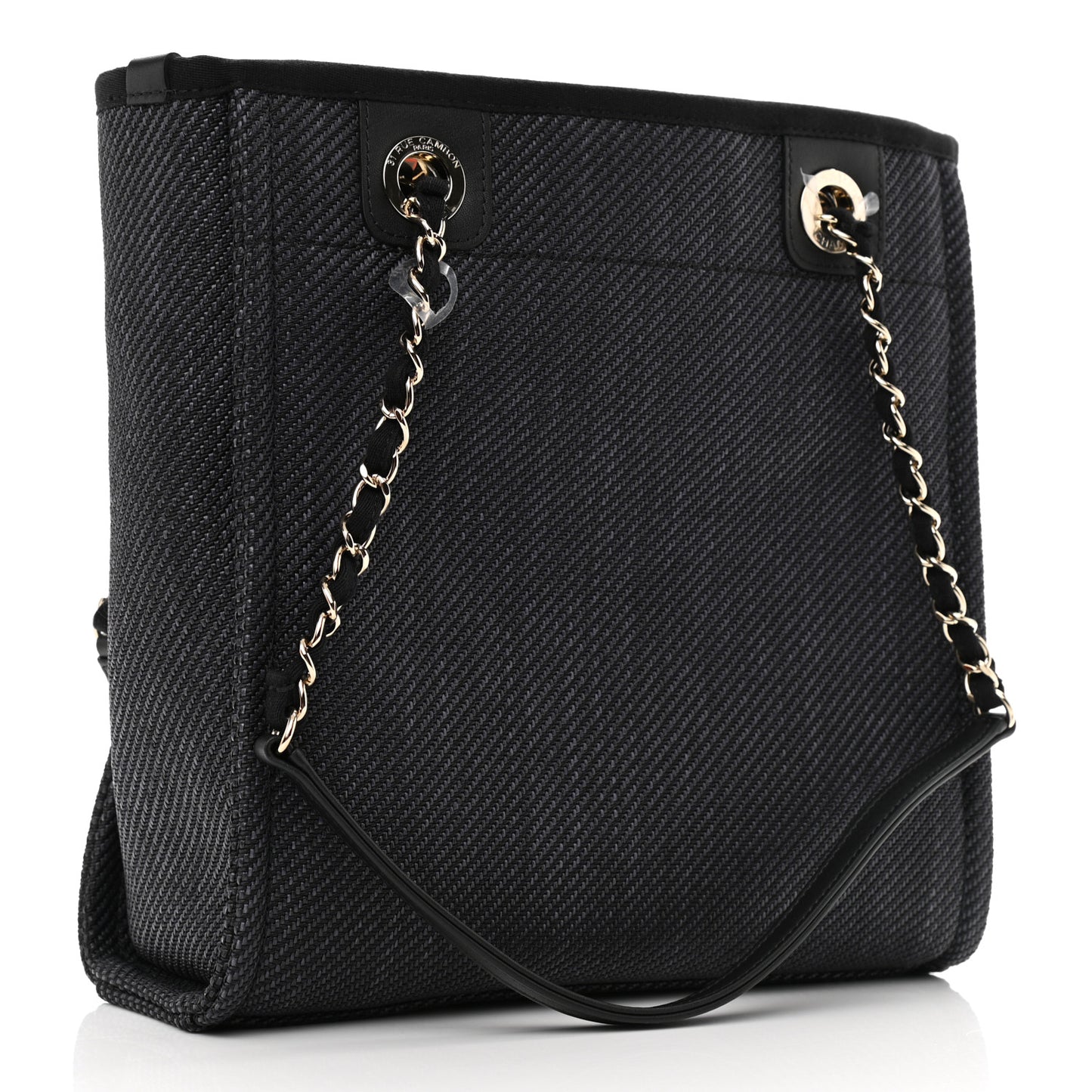 Lurex Straw Mini Deauville Tote Black