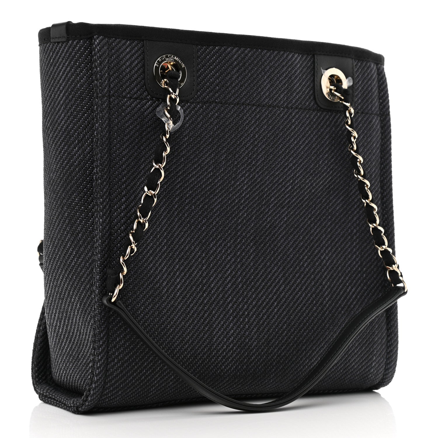 Chanel Lurex Straw Mini Deauville Tote Black 2 of 10