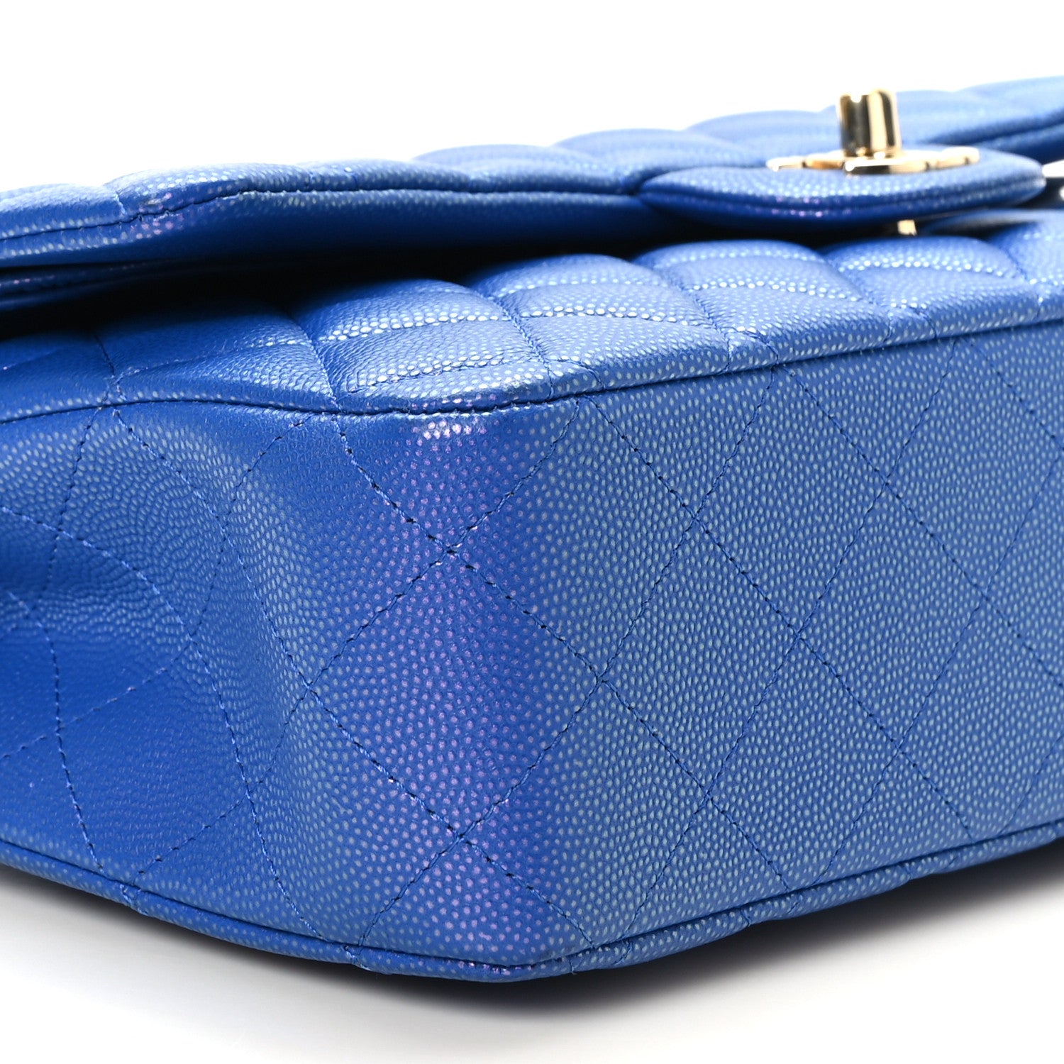 Chanel Caviar Quilted Medium Double Flap Blue 8 of 10