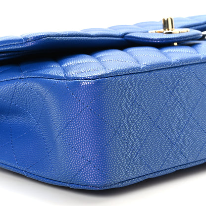 Chanel Caviar Quilted Medium Double Flap Blue 8 of 10