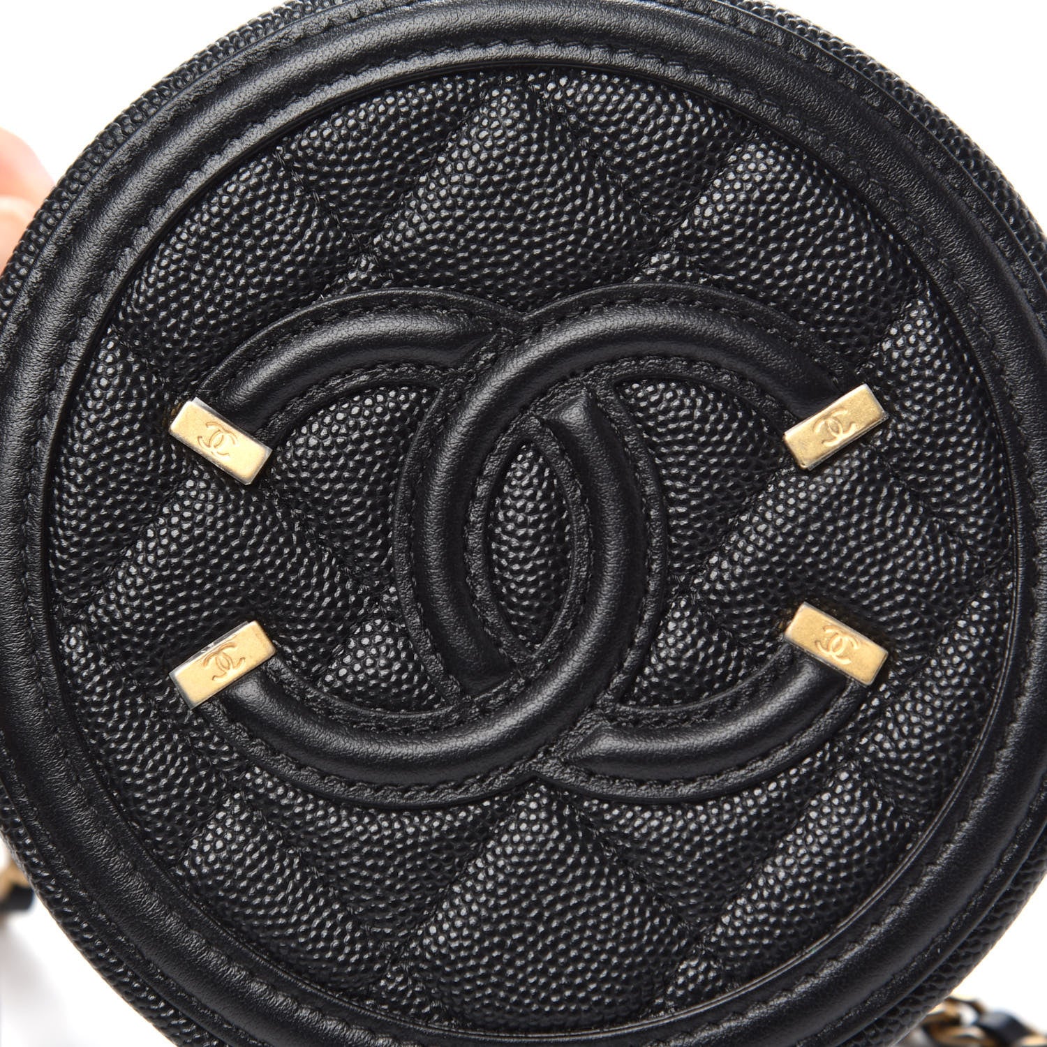 Chanel Caviar Quilted Round Filigree Crossbody Black 10 of 10