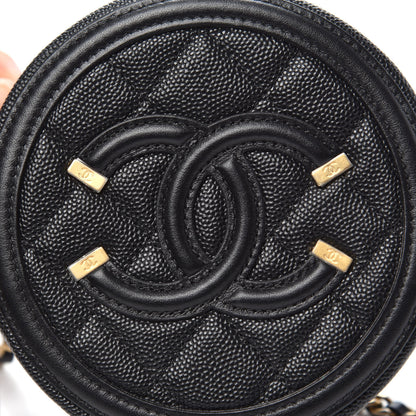 Chanel Caviar Quilted Round Filigree Crossbody Black 10 of 10