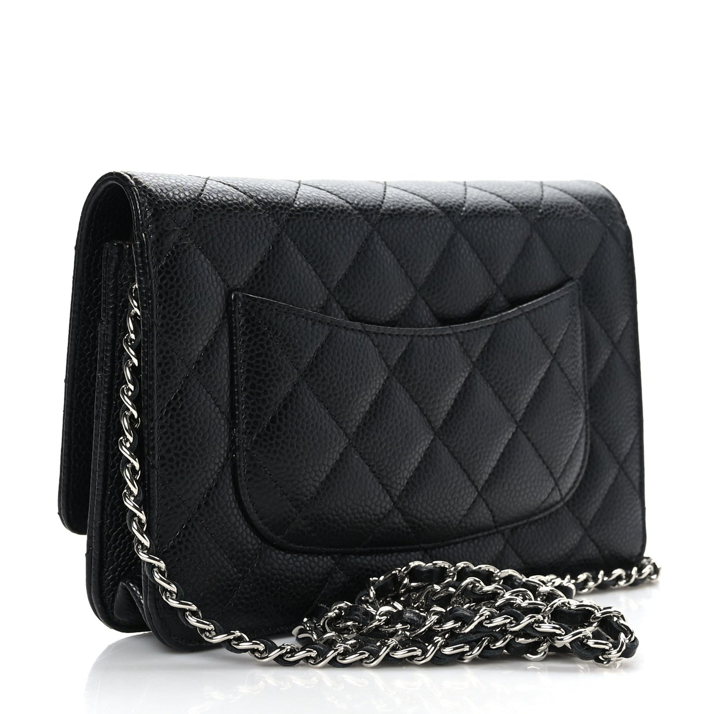 Caviar Quilted Wallet on Chain WOC Black