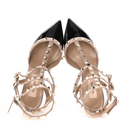 Valentino Garavani Patent Nappa Rockstud Ankle Strap 65mm Pumps 37 Black Poudre 2 of 9