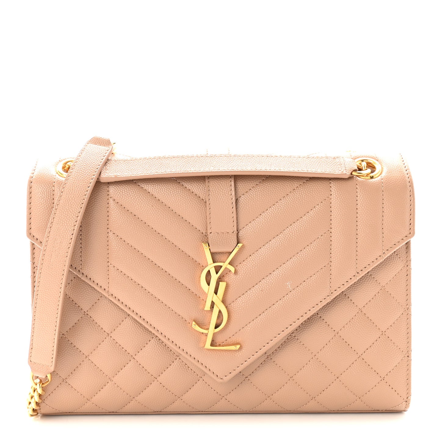 Grain De Poudre Textured Mixed Matelasse Medium Triquilt Monogram Satchel New Nude