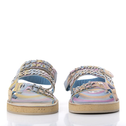 Chanel Fantasy Calfskin Chain Flat Sandals 38 Multicolor 2 of 9