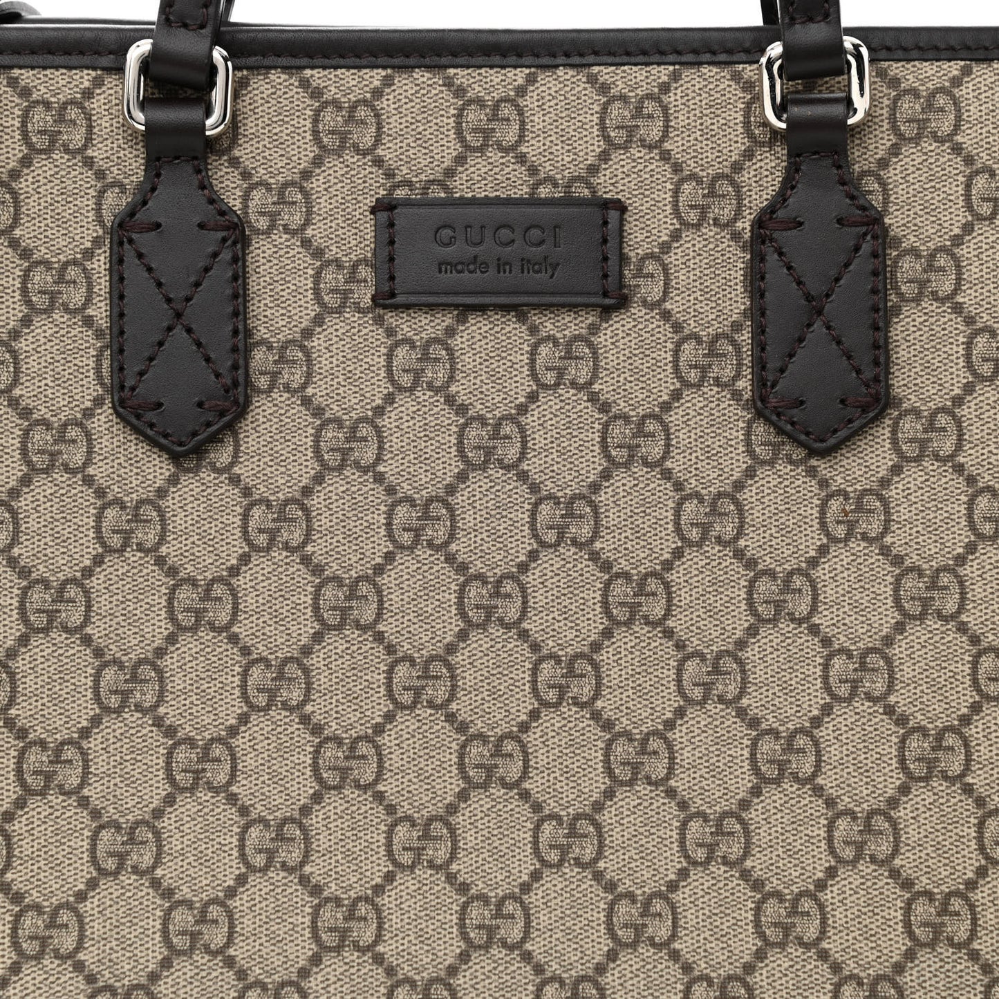 GG Supreme Monogram Medium Zippered Tote Dark Brown