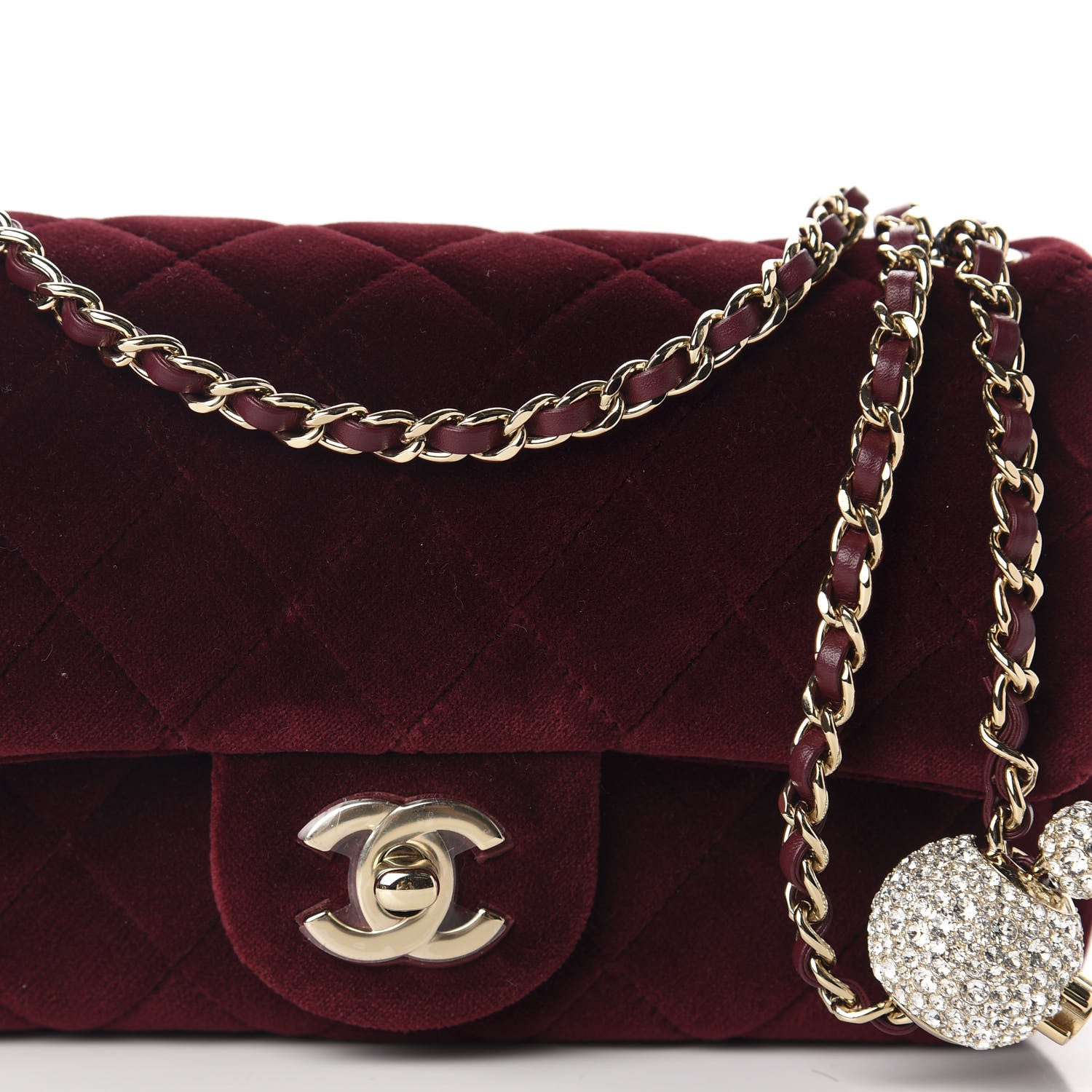 Chanel Velvet Quilted Mini Rectangular Pearl Crush Flap Burgundy 10 of 11