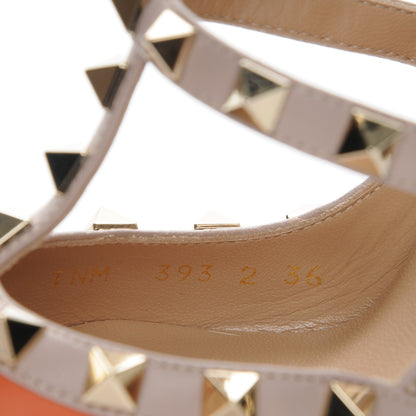 Valentino Garavani Calfskin Nappa Rockstud Ankle Strap 100mm Pumps 36 Orange Poudre 7 of 9